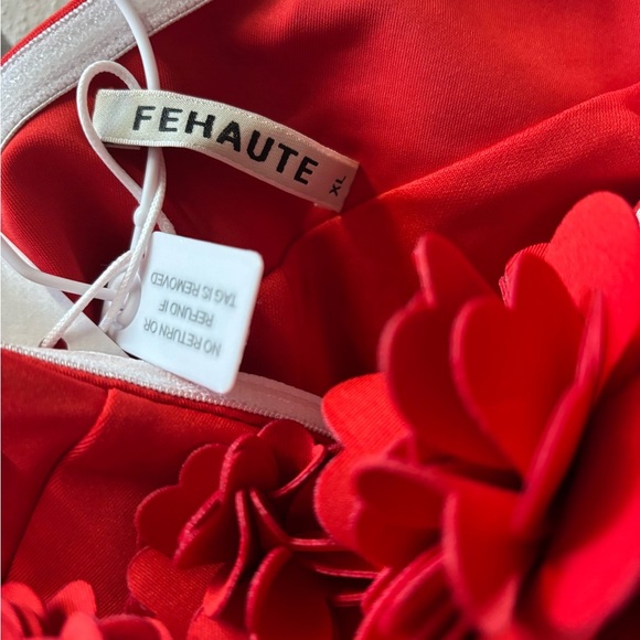 Red Asymmetrical One Shoulder Cocktail Dress - Picture 2 of 2